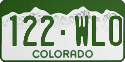 CO license plate 122WLO