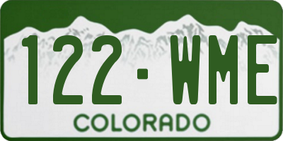 CO license plate 122WME