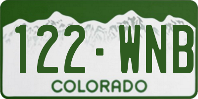 CO license plate 122WNB