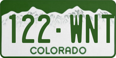 CO license plate 122WNT