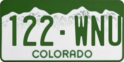 CO license plate 122WNU