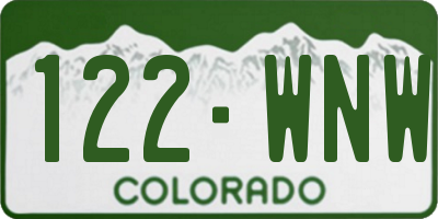 CO license plate 122WNW