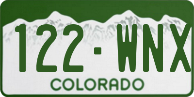 CO license plate 122WNX