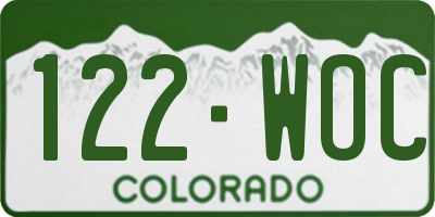 CO license plate 122WOC