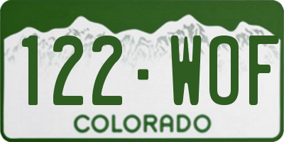 CO license plate 122WOF