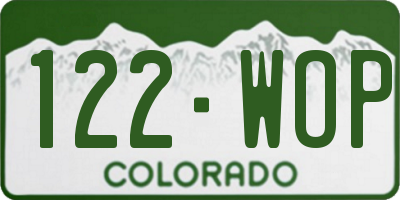 CO license plate 122WOP