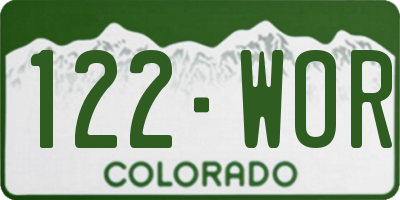 CO license plate 122WOR