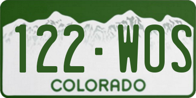 CO license plate 122WOS