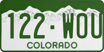 CO license plate 122WOU