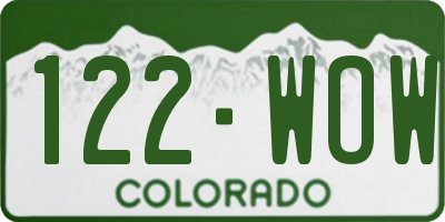 CO license plate 122WOW