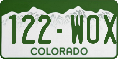 CO license plate 122WOX