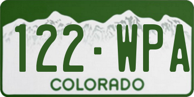 CO license plate 122WPA