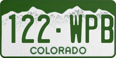 CO license plate 122WPB