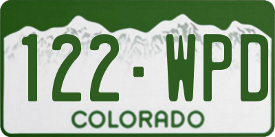 CO license plate 122WPD