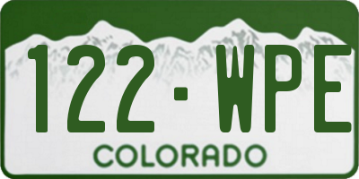 CO license plate 122WPE