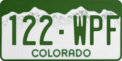 CO license plate 122WPF