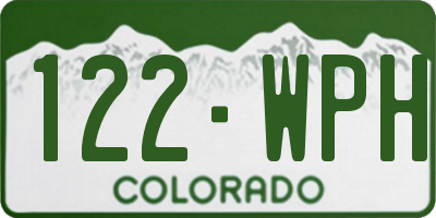 CO license plate 122WPH