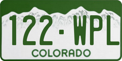 CO license plate 122WPL