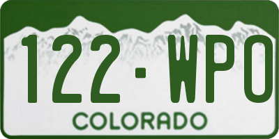 CO license plate 122WPO