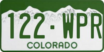 CO license plate 122WPR