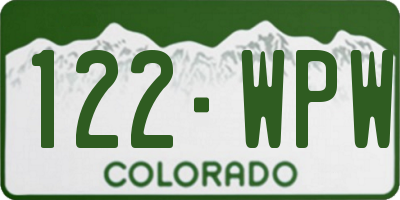 CO license plate 122WPW