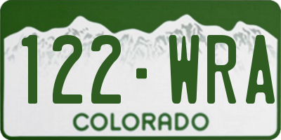 CO license plate 122WRA