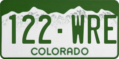 CO license plate 122WRE