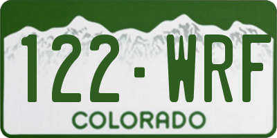 CO license plate 122WRF