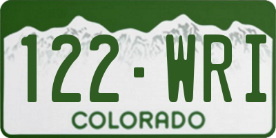 CO license plate 122WRI