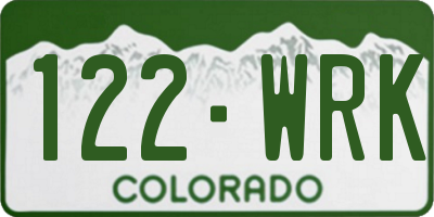 CO license plate 122WRK