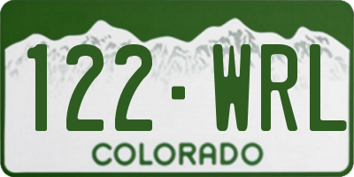 CO license plate 122WRL