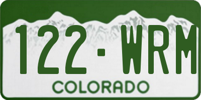 CO license plate 122WRM