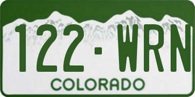 CO license plate 122WRN
