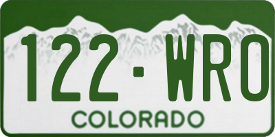 CO license plate 122WRO