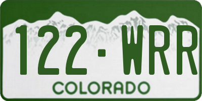 CO license plate 122WRR