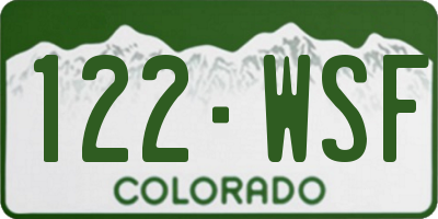 CO license plate 122WSF