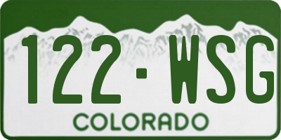 CO license plate 122WSG