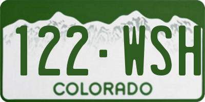 CO license plate 122WSH
