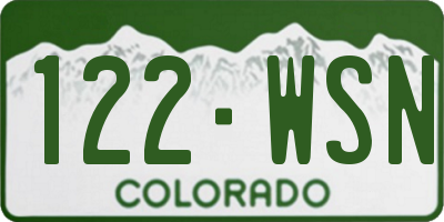 CO license plate 122WSN