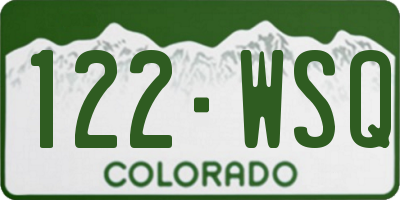 CO license plate 122WSQ