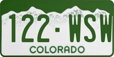 CO license plate 122WSW