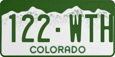 CO license plate 122WTH