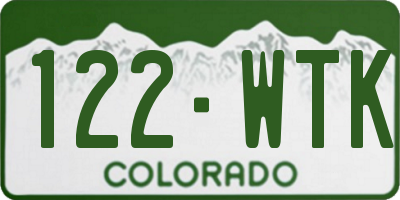 CO license plate 122WTK