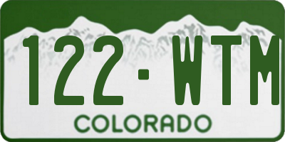 CO license plate 122WTM