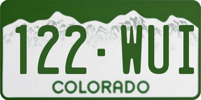 CO license plate 122WUI