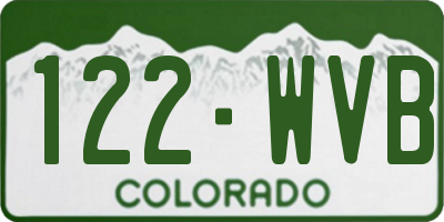CO license plate 122WVB