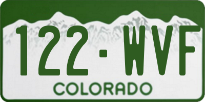 CO license plate 122WVF