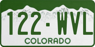 CO license plate 122WVL