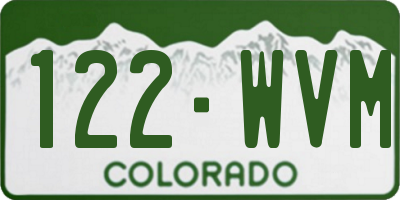 CO license plate 122WVM