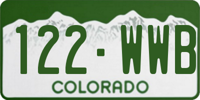 CO license plate 122WWB